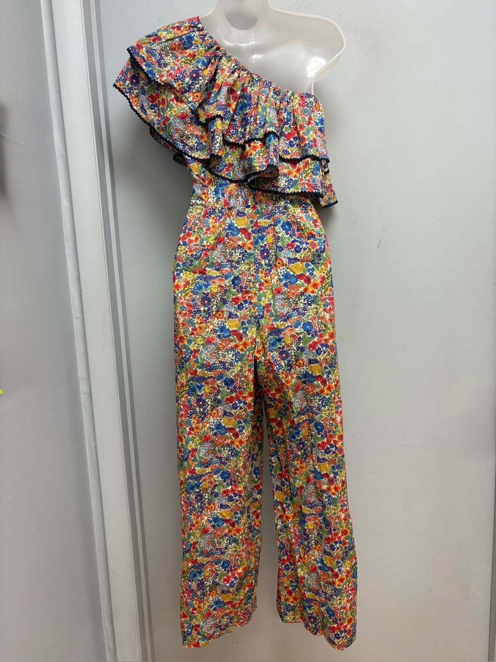 J.Crew Liberty London Margaret Annie Floral One-Shoulder Wide-Leg Jumpsuit 2 - Picture 7 of 16